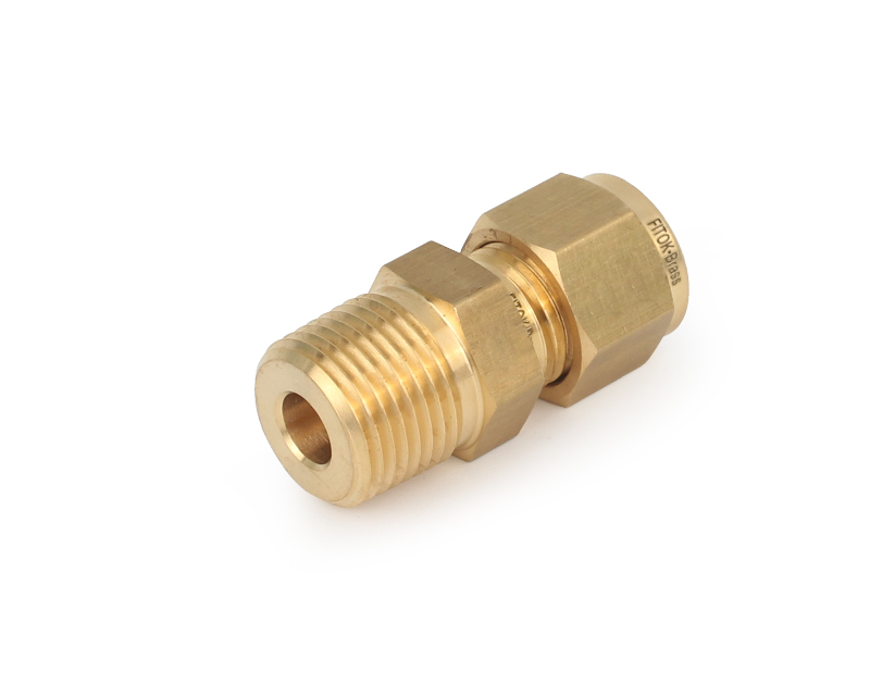 Male Connector, Brass, 10mm Tube OD, 2-Ferrule x 1/4in. (M)BSPT