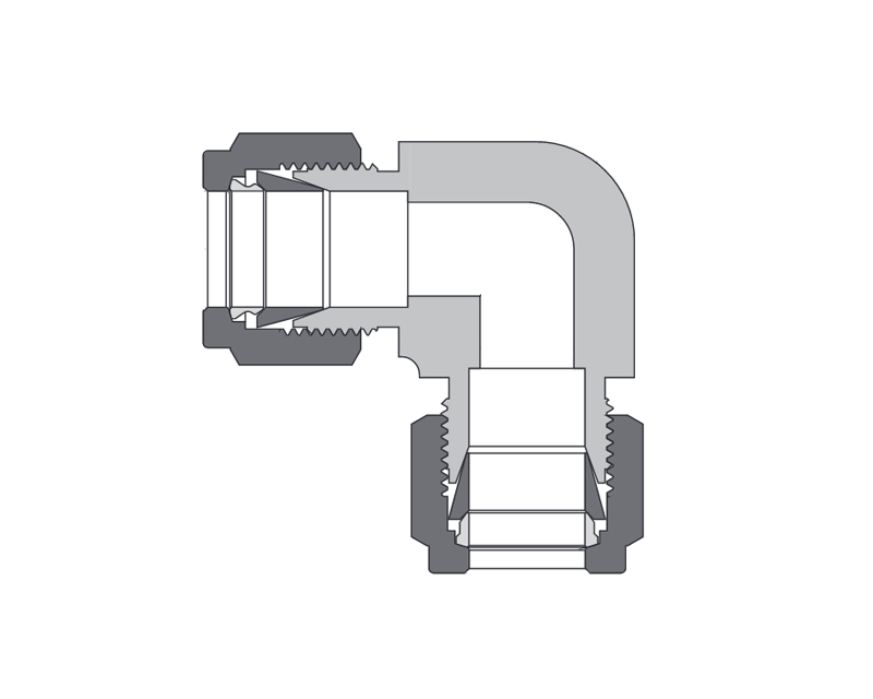 Union Elbow, Brass, 10mm x 10mm  Tube OD, 2-Ferrule, 90Deg. 