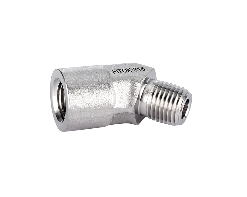 316 SS Pipe Fitting, 45° Street Elbow, 1/2" Female NPT ×  1/2" Male NPT