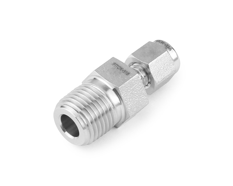 Thermocouple Connector, 316SS, 3mm Tube OD, 2-Ferrule x 1/4in. NPT Male