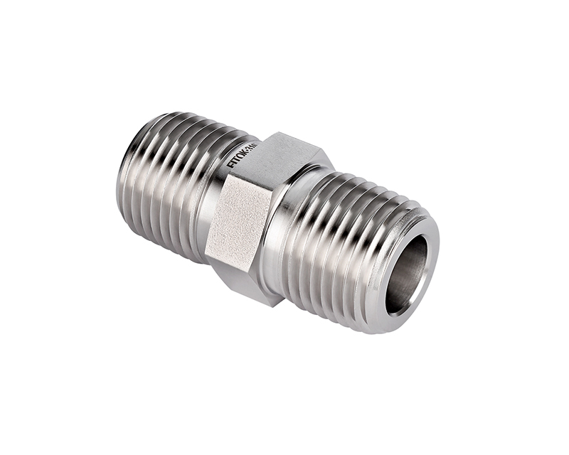 316 SS,Pipe Fitting, Hex Nipple,3/8"Male NPT × 3/8"Male NPT