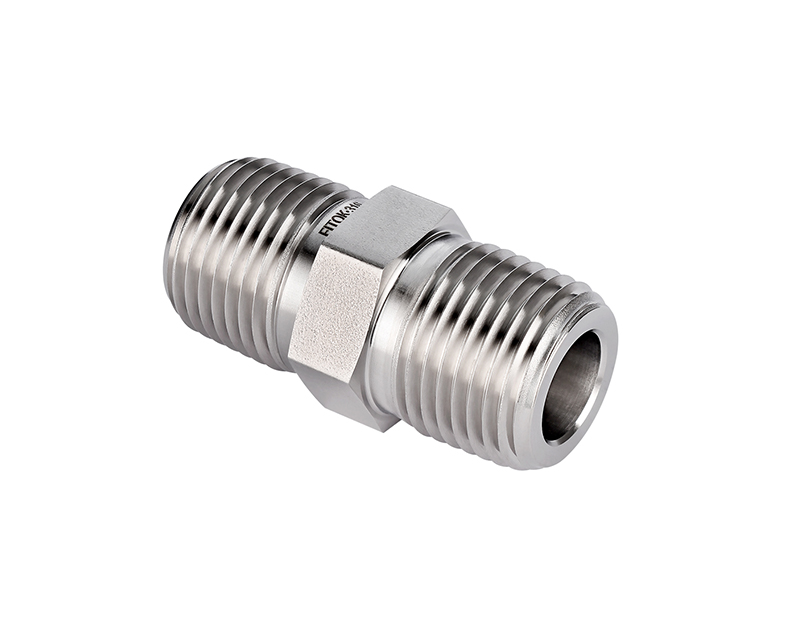 316 SS,Pipe Fitting, Hex Nipple,1/4&quot;Male NPT × 1/4&quot;Male NPT