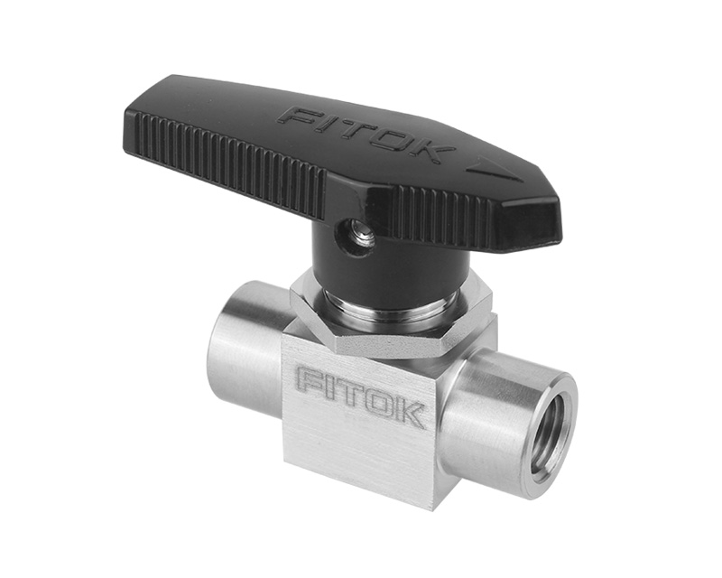 Ball Valve, Body: 316SS, MWP: 2,500psig, Seat: PTFE, Conn.: 3/8in. x 3/8in. (F)NPT, Orifice:7.1mm, Cv:2.6, Black Nylon Handle, 2-Way