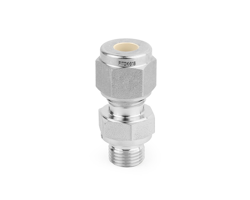 Male Connector, 316SS, 1/4in. Tube OD, 2-Ferrule x 1/8in. (M)BSPP (ISO Parallel, RS Gasket) 