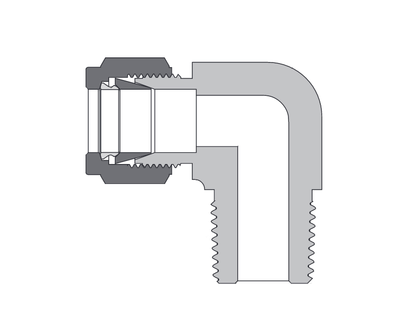 Brass, FITOK 6 Series Tube Fitting, Male Elbow, 10mm O.D. × 1/4 Male NPT