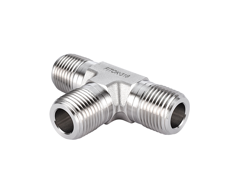 316 SS, FITOK 6 Series Pipe Fitting, Male Tee, 1/2 Male NPT