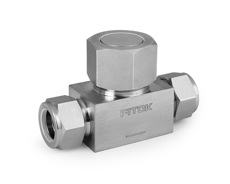 316 SS, CL Series Check Valve, All-Stainless Steel, Union Bonnet, 1/4&quot; Tube Fitting, 6000psig(414bar), -65°F to 900°F(-53°C to 482°C), Horizontal Installation