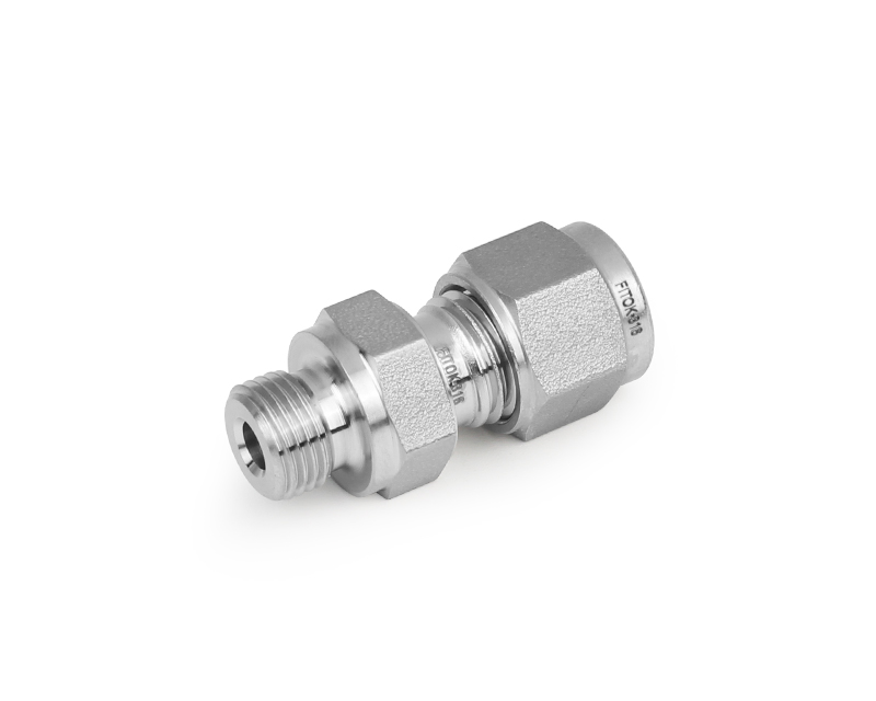 Male Connector, 316SS, 12mm Tube OD, 2-Ferrule x 3/8in. (M)BSPP (ISO Parallel, RS Gasket) 