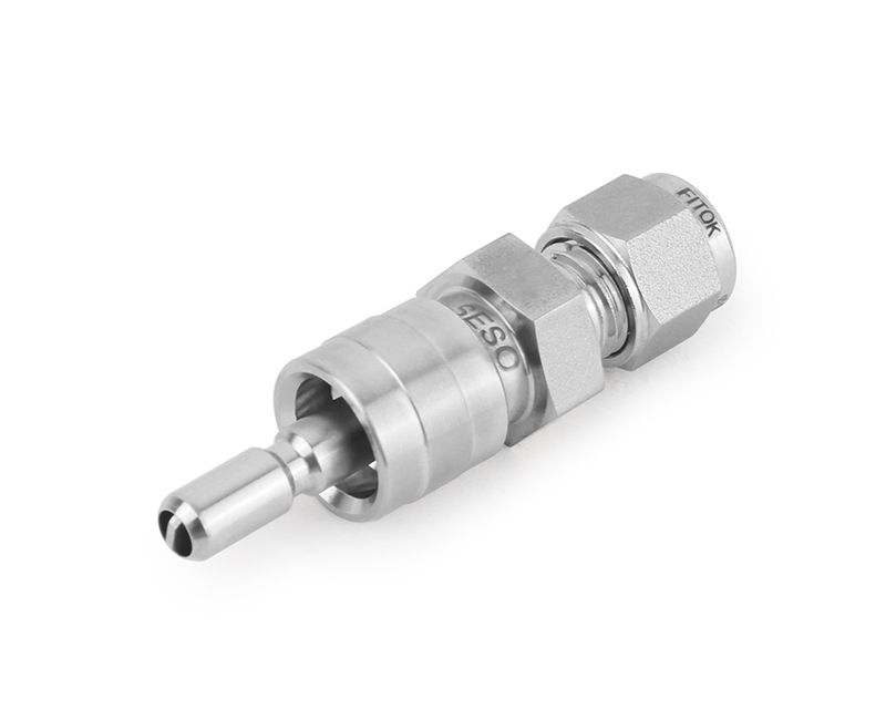 316 SS, QC4 Series Quick Connect, 1/4" Tube Fitting, Stem without Valve Remains Open when Uncoupled, 0.3 Cv