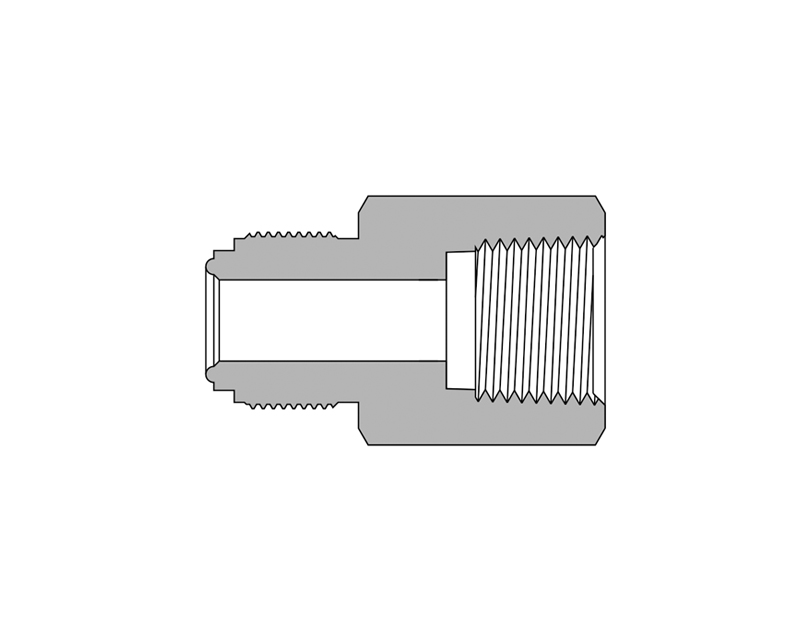 316 SS, FITOK FR Series Metal Gasket Face Seal Fitting, FR Body to Female NPT, 1/4" FR x 1/4 Female NPT