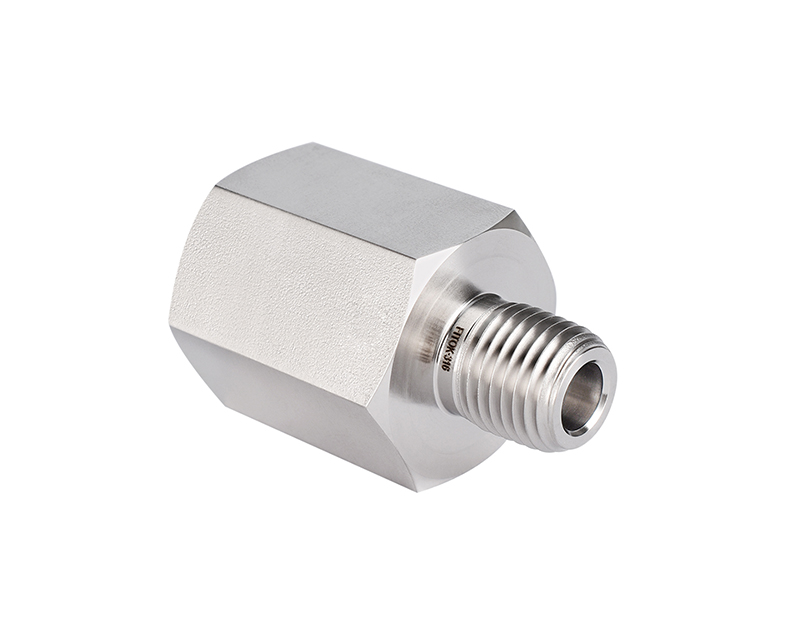 316 SS, FITOK 6 Series Pipe Fitting, Adapter, 1/4 Female ISO Tapered Thread(RT) × 1/8 Male ISO Tapered Thread(RT)