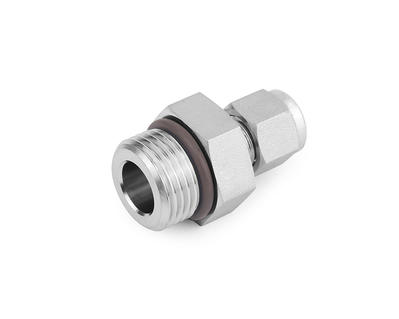 Male Connector, 316SS, 6mm Tube OD, 2-Ferrule x 7/16-20 Male SAE/MS Straight Thread