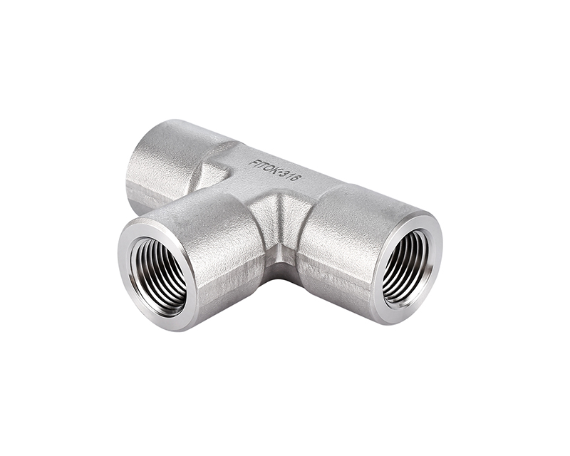 316 SS, FITOK 6 Series Pipe Fitting, Female Tee, 1/4 Female ISO Tapered Thread(RT)