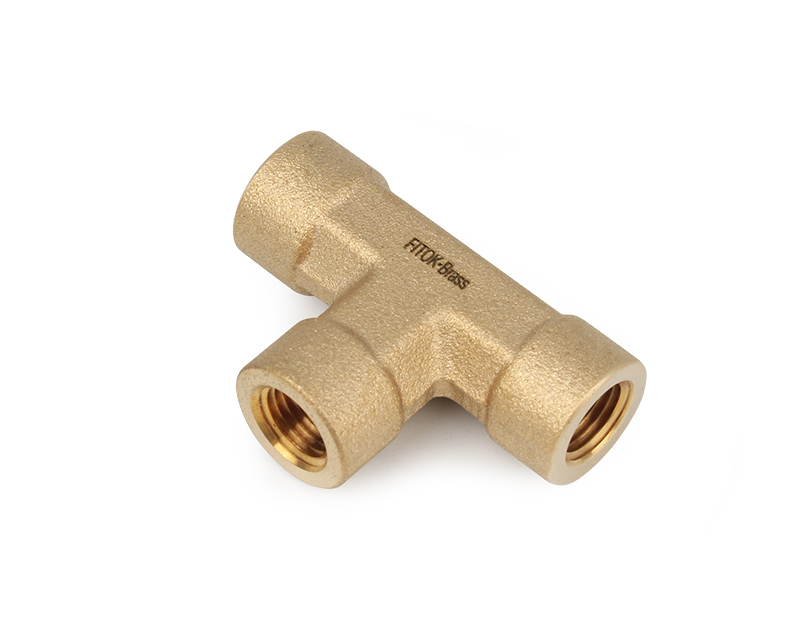 Brass, FITOK 6 Series Pipe Fitting, Male Street Tee, 1/4 Female NPT × 1/4 Male NPT × 1/4 Female NPT