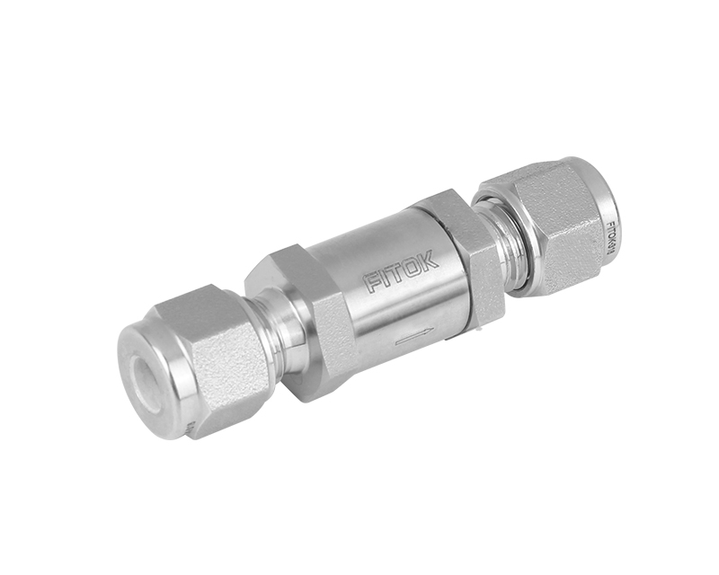 316 SS, CV Series Check Valve, 8mm Tube Fitting, Fluorocarbon FKM O-Ring, 3000psig(207bar), -10°F to 375°F(-23°C to 190°C), Fixed Cracking Pressure 3psig(0.21bar)