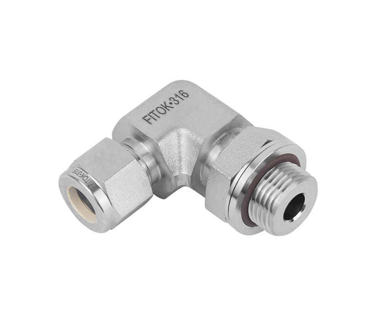 316 SS, FITOK 6 Series Tube Fitting, Positionable Male Elbow, 1/4&quot; O.D. × 1/4 Male ISO Parallel Thread(PP)