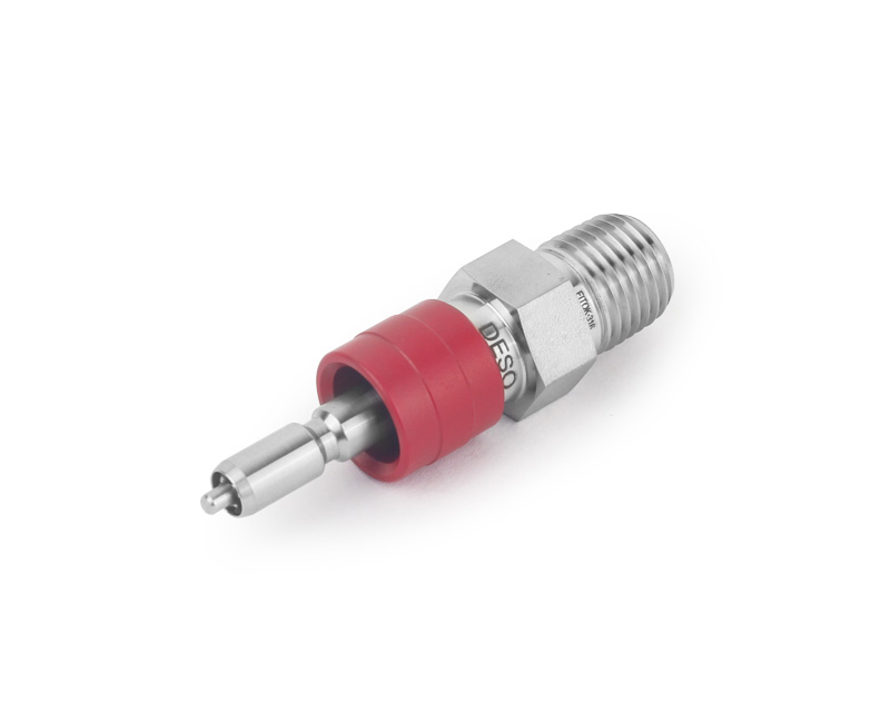 Quick-connect Stem, 316SS, Stem,QC6 Series, O-ring: FKM, Connection: 3/8in. NPT, (DESO) Stem with valve, shuts off when uncoupled