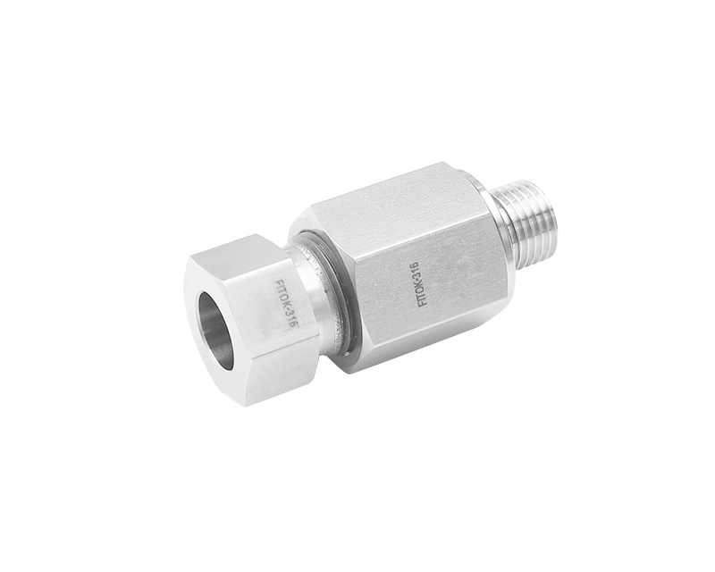 316 SS, FITOK 20D Series Medium Pressure Tube Fitting, Male Connector, 3/4&quot; O.D. × 1/2 Male NPT