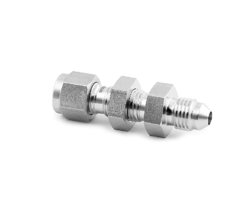 Bulkhead Male Connector, 316SS, 1/8in. Tube OD, 2-Ferrule x 1/4in. Tube OD (AN)