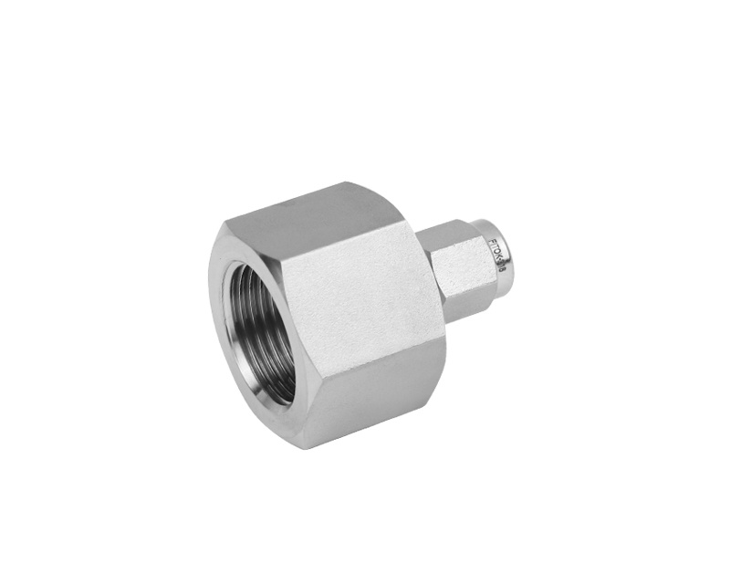 Female Connector, 316SS, 1/8in. Tube OD, 2-Ferrule x M14×1.5 Metric Thread (MS)