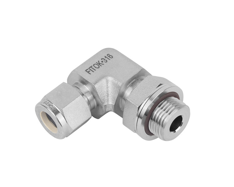 316 SS, FITOK 6 Series Tube Fitting, Positionable Male Elbow, 3/8" O.D. × 1/4 Male ISO Parallel Thread(PP)