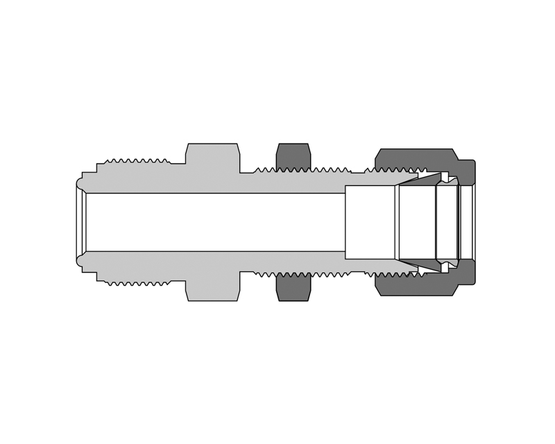 316 SS Metal Gasket Face Seal Fittings, Tube Fitting Bulkhead Connector, 1/4" FR Body x 1/4" Tube Fitting