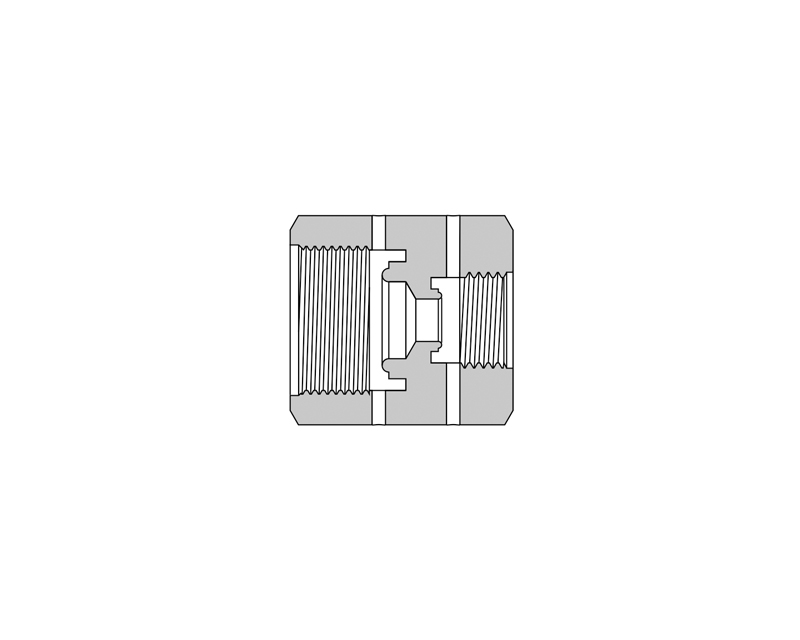 316 SS Metal Gasket Face Seal Fittings, Female Reducing Union,1/2" Female FR x 1/4" Female FR