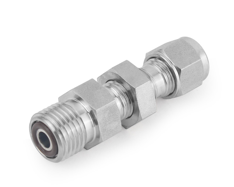316 SS, FITOK FO Series O-ring Face Seal Fitting, Tube Fitting Bulkhead Connector, 1/4&quot; FO Body x 1/4&quot; Tube Fitting