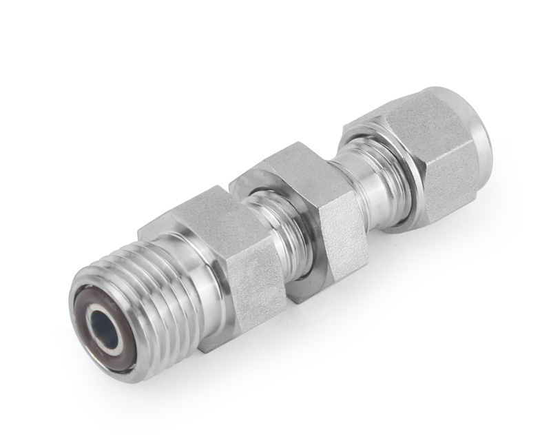 316 SS, FITOK FO Series O-ring Face Seal Fitting, Tube Fitting Bulkhead Connector, 1/2" FO Body x 3/8" Tube Fitting