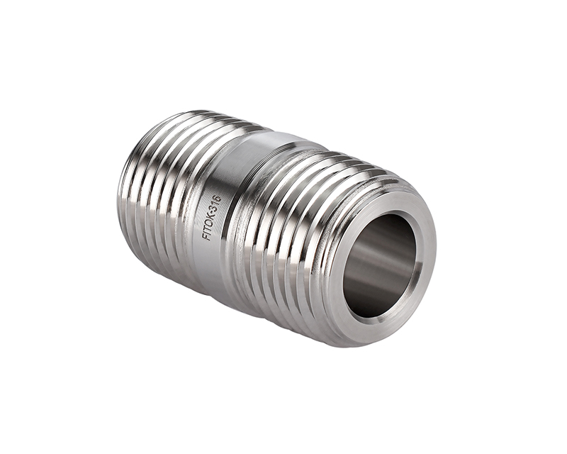 316 SS, FITOK 6 Series Pipe Fitting, Close Nipple, 1/8 Male ISO Tapered Thread(RT)