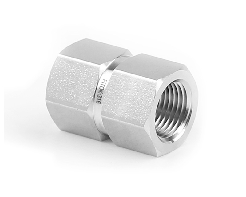 316 SS, FITOK 6 Series Pipe Fitting, Hex Coupling, 1/8 Female ISO Tapered Thread(RT)