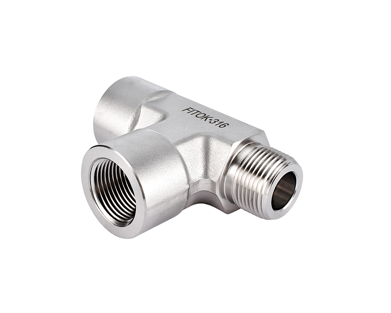 316 SS, FITOK 6 Series Pipe Fitting, Male Street Tee, 3/4 Female NPT × 3/4 Male NPT × 3/4 Female NPT