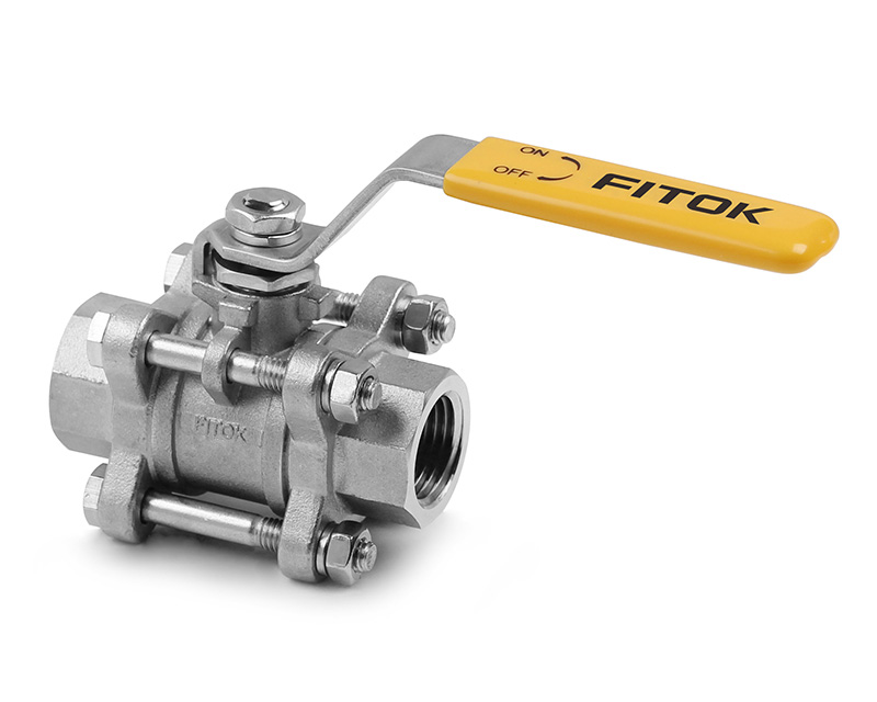 Ball Valve, Body: 316SS/CF8M, MWP: 1,000psig, Seat: PTFE, Conn.: 3/8in. x 3/8in. (F)NPT, Orifice:12.7mm, Cv:11.3, SS Lever Handle, 3-Piece Bolted Body