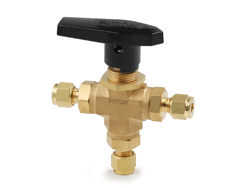 Ball Valve, Body: 316SS, MWP: 1,500psig (Bottom Inlet), Seat: PTFE, Conn.: 3Ports x 1/8in. (F)NPT, Orifice:3.0mm, Cv:0.28, Black Nylon Handle, 3-Way