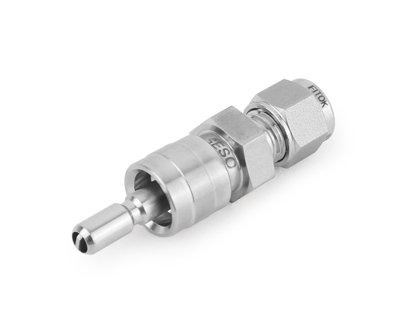 316 SS, QC8 Series Quick Connect, 1/2&quot; Tube Fitting, Stem without Valve Remains Open when Uncoupled, 2.4 Cv