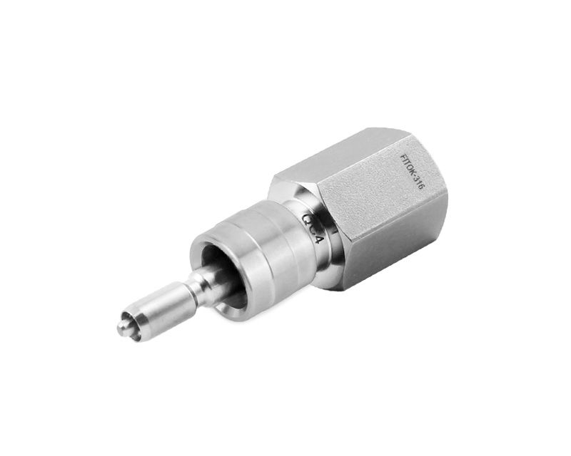 316 SS, QC4 Series Quick Connect, 1/4 Female ISO Tapered Thread, Stem without Valve Remains Open when Uncoupled, 0.3 Cv