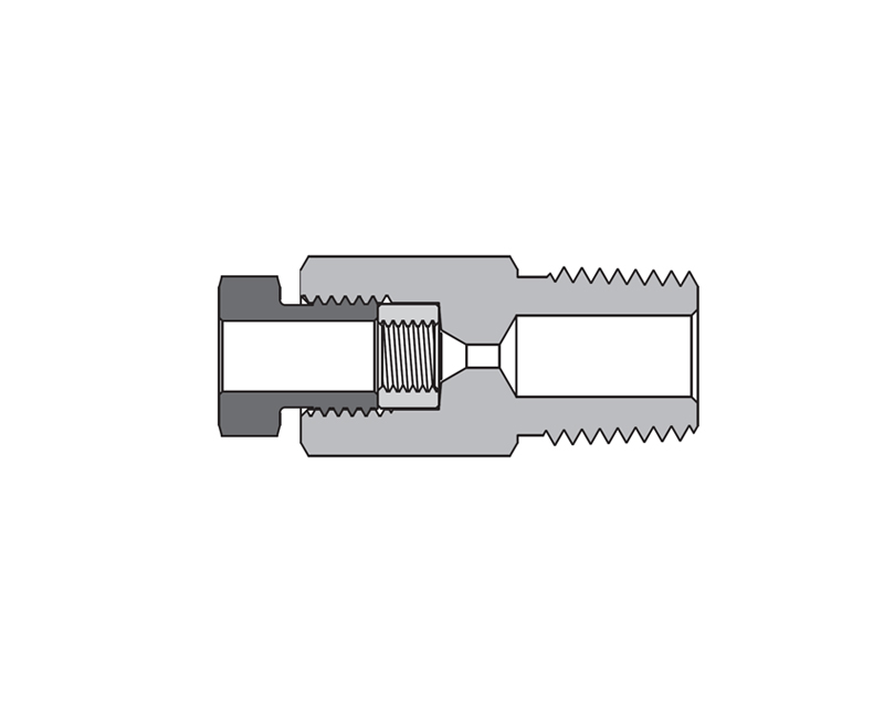 316 SS, FITOK AMH Series Adapter Fitting, Female to Male, 3/8" Female 20M Series Medium Pressure Coned and Threaded Connection × 1/4 Male NPT