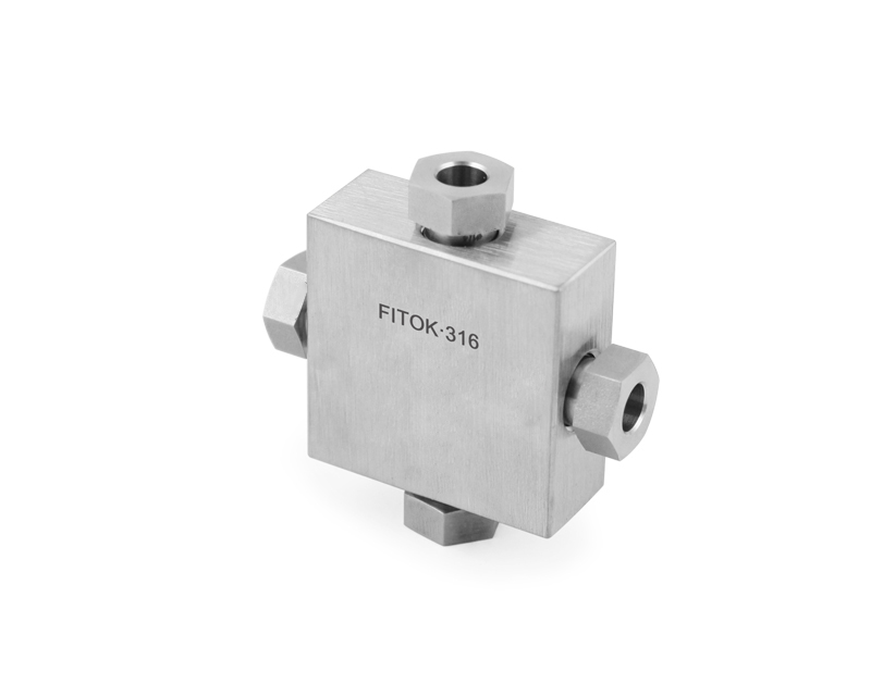 316 SS, FITOK 20M Series Medium Pressure Fitting, Coned and Threaded Connection, Union Cross, 3/8&quot; O.D.