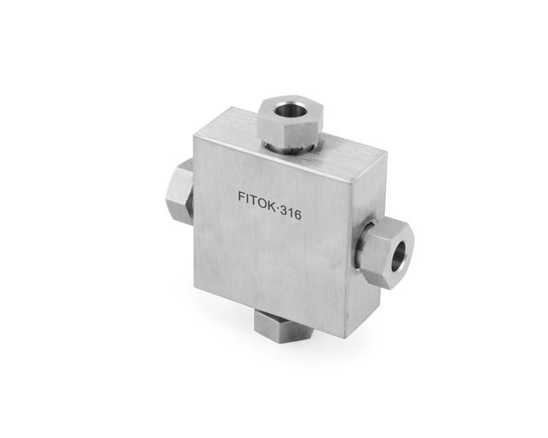 316 SS, FITOK 20M Series Medium Pressure Fitting, Coned and Threaded Connection, Union Cross, 3/8" O.D.