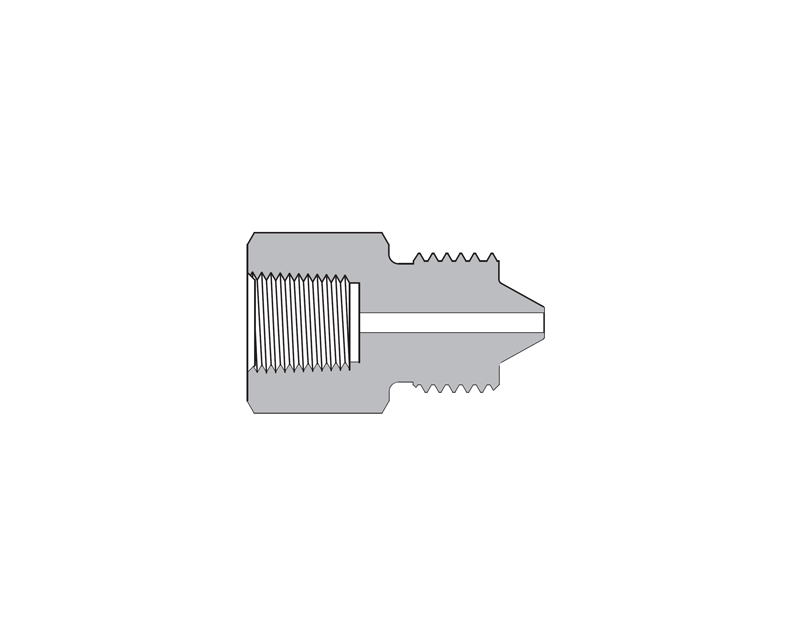 316 SS, FITOK AMH Series Adapter Fitting, Female to Male, 3/8" Female NPT × 9/16" Male 20M Series Medium Pressure Coned and Threaded Connection