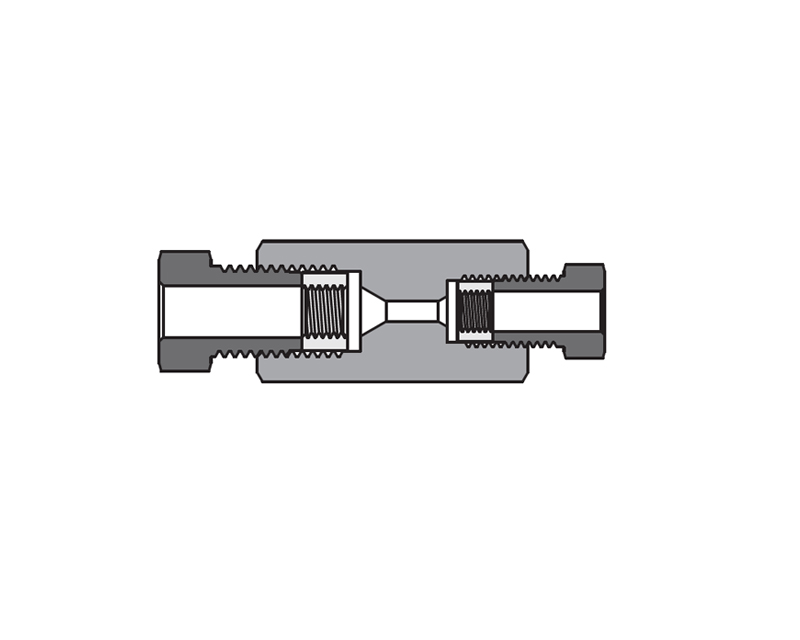 316 SS, FITOK 20M Series Medium Pressure Fitting, Coned and Threaded Connection, Reducing Union, 3/4" O.D. × 1/4" O.D.