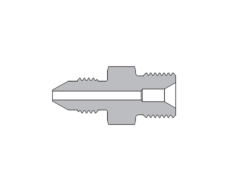 316 SS, FITOK AMH Series Adapter Fitting, Male to Male, 9/16" Male 20M Series Medium Pressure Coned and Threaded Connection × 9/16-18 Male Type"M"
