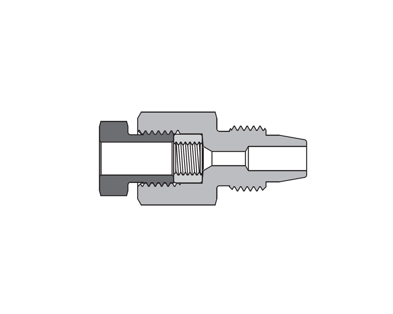 316 SS, FITOK AMH Series Adapter Fitting, Female to Male, 3/8" Female 20M Series Medium Pressure Coned and Threaded Connection × 3/8" Male 20D Series Medium Pressure Tube Fitting