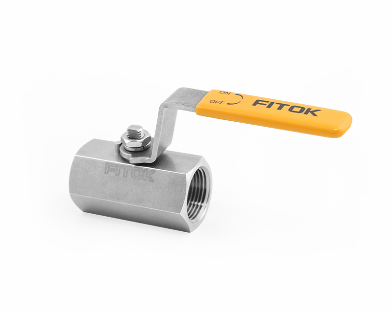 316 SS, BR Series Ball Valve, Hexbar Stock, PTFE Seats, 3/8 Female ISO Parallel Thread, 1000psig(69bar), -20°F to 450°F( -28°C to 232°C), 0.28" Orifice, Straight