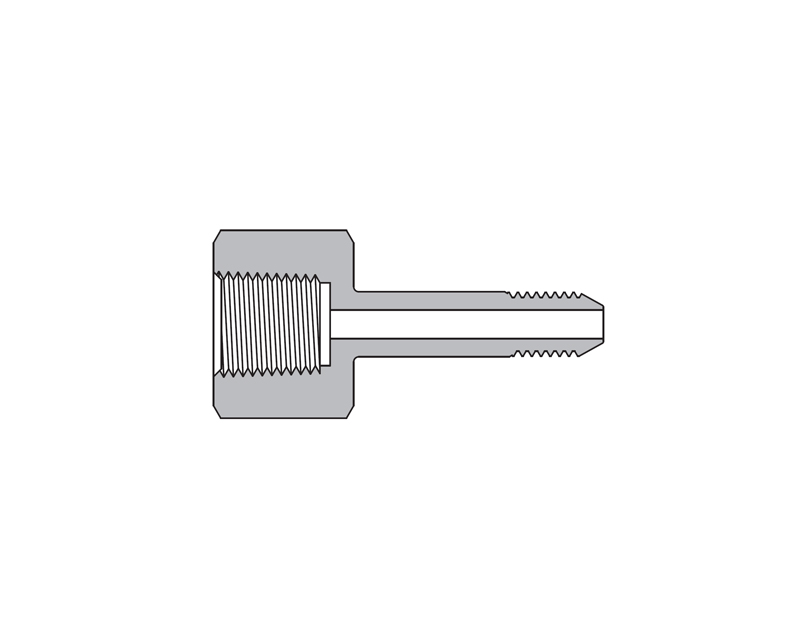 316 SS, FITOK AMH Series Adapter Fitting, Female to Male, 3/8" Female NPT × 9/16" T20M Series Medium Pressure Coned and Threaded Nipple