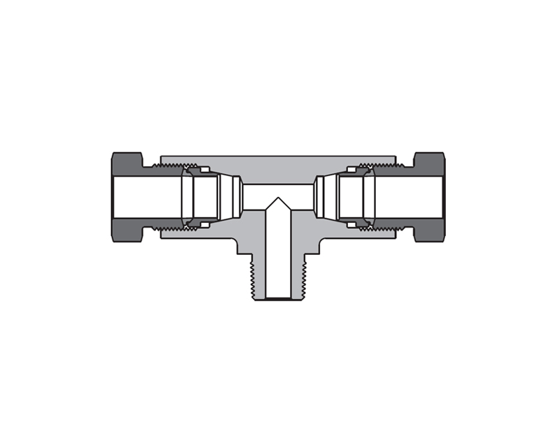 316 SS, FITOK 20D Series Medium Pressure Tube Fitting, Male Branch Tee, 1/4" O.D. × 1/4" O.D. × 1/4 Male NPT