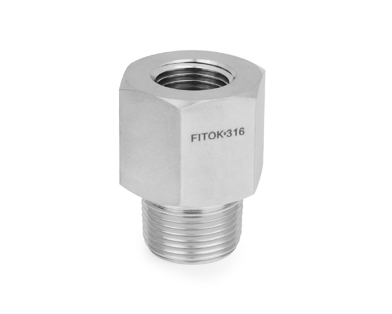 316 SS, FITOK PMH Series High Pressure Pipe Fitting, Adapter, 1/2 Female NPT × 1/2 Male NPT