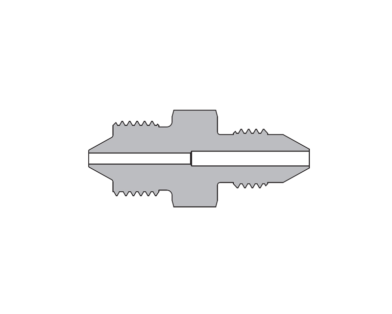 316 SS, FITOK AMH Series Adapter Fitting, Male to Male, 1/4&quot; Male 60 Series High Pressure × 1/4&quot; Male 20M Series Medium Pressure, Coned and Threaded Connection