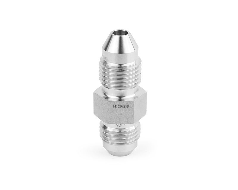 316 SS, FITOK AMH Series Adapter Fitting, Male to Male, 3/4" Male 20M Series Medium Pressure Coned and Threaded Connection × 3/8 Male JIC