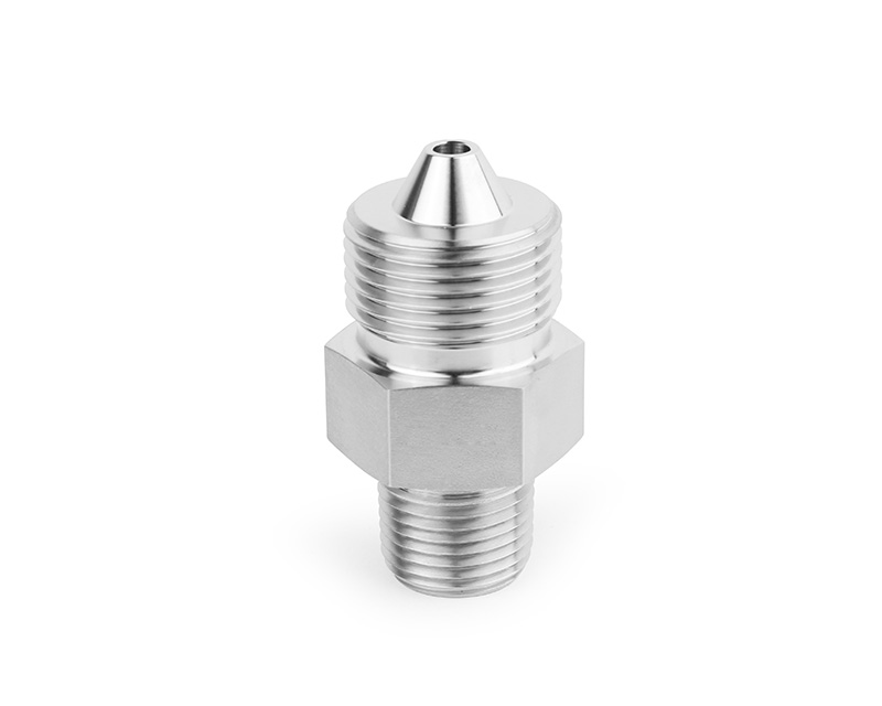 316 SS, FITOK AMH Series Adapter Fitting, Male to Male, 1/4" Male 60 Series High Pressure Coned and Threaded Connection × 1/4 Male NPT